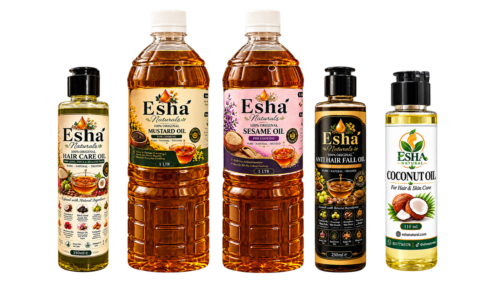 Esha Naturals five-bottle oil collection
