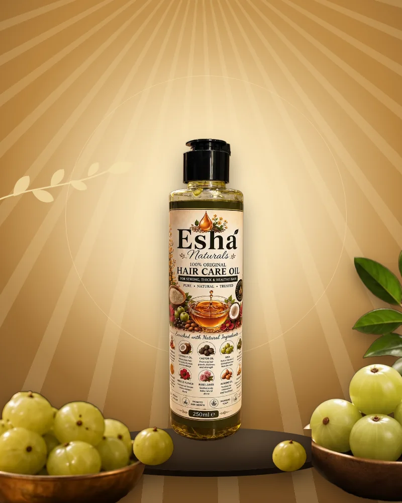 Esha Naturals Hair Care Oil with fresh amla and leaves