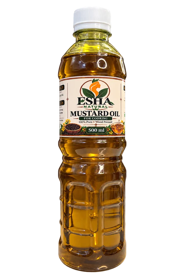 Esha Natural Wood Pressed Mustard Oil 500 ml bottle